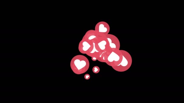 Соціальна Любов Ікона Серця Анімація Необов Язковим Luma Matte Включено — стокове відео