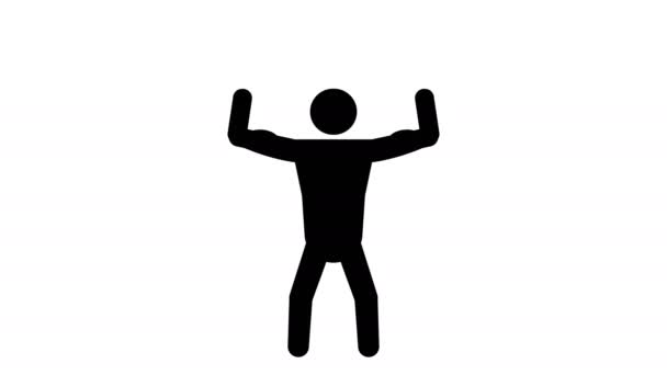 Bodybuilder Muscular Character Icon Video Animation — Stockvideo