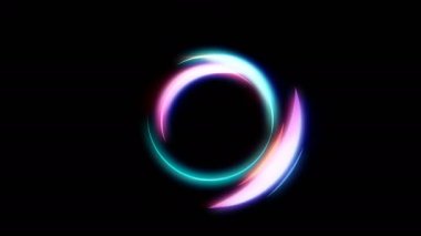 Neon circles abstract futuristic motion background. Loop animation. Alpha Luma Matte included. 4k video