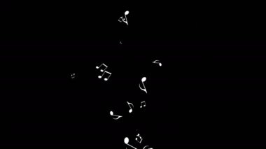 Musical note streaming up in melody with composer. Musical Notes Flying. Animation 4k