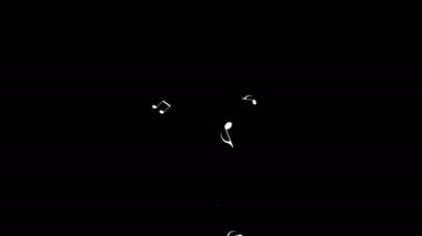 Musical note streaming up in melody with composer. Musical Notes Flying. Animation 4k