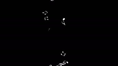 Musical note streaming up in melody with composer. Musical Notes Flying. Animation 4k