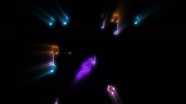 Musical note streaming up in melody with composer. Musical Notes Flying. Animation 4k