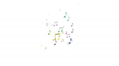Musical note streaming up in melody with composer. Musical Notes Flying. Animation 4k