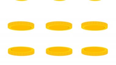 2d animation Raising of golden coins stacks on white background. Money saving and economy concept. Stack of coins. Pile of gold coins. Golden penny cash pile, treasure heap. 4k