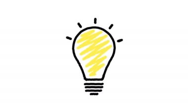 Hand drawn animated light bulb invention or idea concept. Animation 4k video