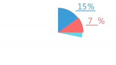 Pie charts animation. percent circle round donut chart infographic. Colorful infographic on a white background. animation with optional luma matte. 4k