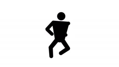 Dancing man, stick figure human, icons people dance, Animation 4k video