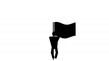 Man waving a flag icon. Looping animation 4k