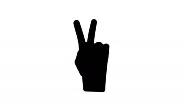 Loop animation of a hand making a gesture of love and peace. Animation 4k