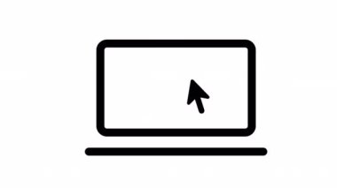 Laptop with cursor. Computer or search click arrow for website. 4k animation