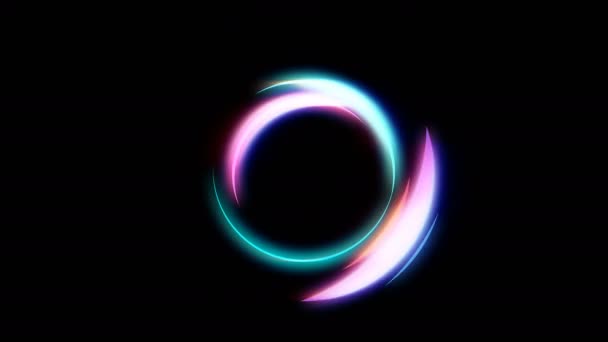 Neon Circles Abstract Futuristic Motion Background Loop Animation Alpha Luma — Stockvideo