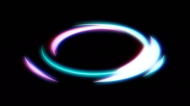 Neon Circles Abstract Futuristic Motion Background Loop Animation Alpha Luma — Stockvideo