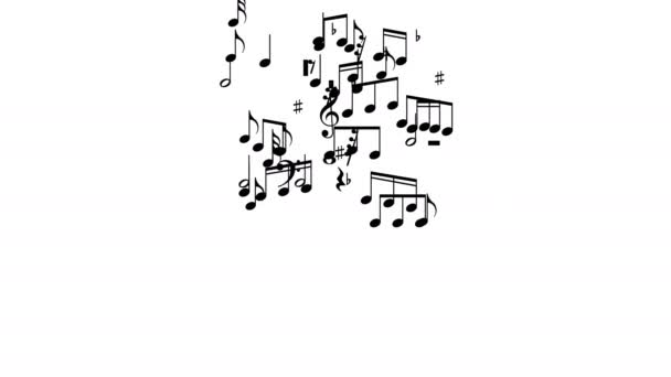 作曲家とのメロディーの中で流れる音楽ノート 音楽ノートフライング アニメーション4K — ストック動画