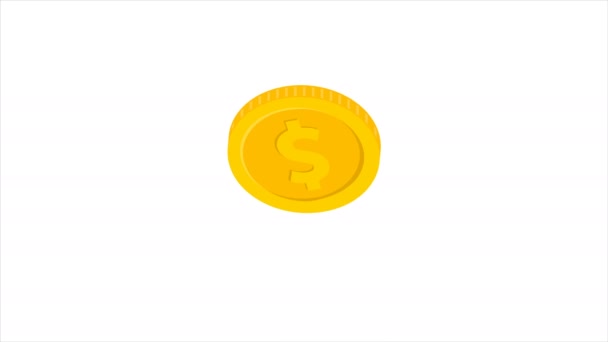 Золоті Монети Прокручування Золотої Монети Опціональною Люмою Мате Включено Альфа — стокове відео