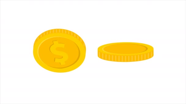 Rotating Gold Coins Animation Optional Luma Matte Alpha Luma Matte — Vídeo de stock