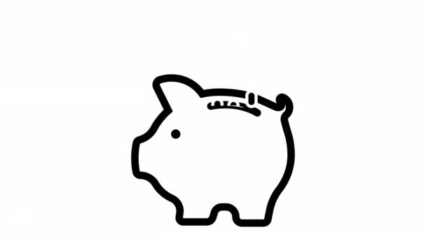 Piggy Bank Money Savings Coins Falling Piggy Bank Saving Money — Stock videók