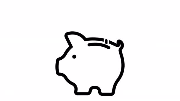 Piggy Bank Money Savings Coins Falling Piggy Bank Saving Money — Stockvideo