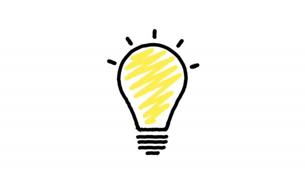 Hand Drawn Animated Light Bulb Invention Idea Concept Animation Video — Vídeos de Stock