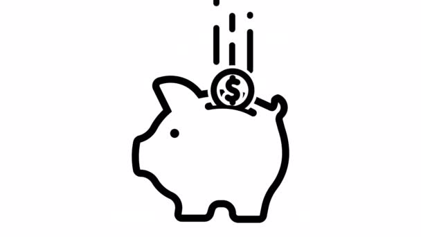 Piggy Bank Money Savings Coins Falling Piggy Bank Saving Money — Vídeos de Stock