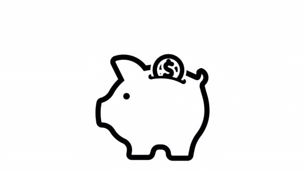 Piggy Bank Money Savings Coins Falling Piggy Bank Saving Money — Stockvideo
