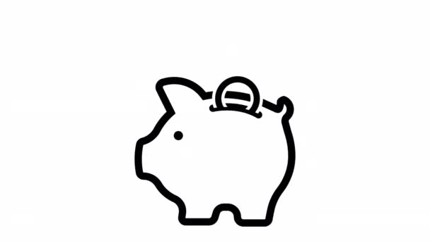 Piggy Bank Money Savings Coins Falling Piggy Bank Saving Money — Vídeo de Stock