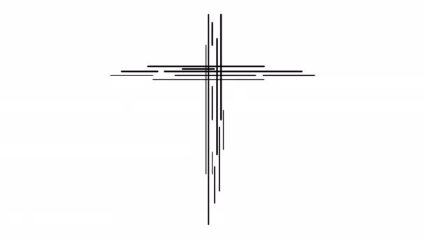Christian Cross Line Icon Motion Graphics Animation — Stockvideo