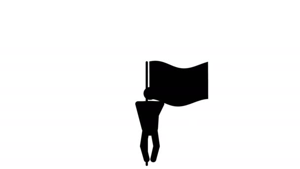 Man Waving Flag Icon Looping Animation — 비디오