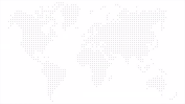 Точечная Абстрактная Карта Мира Точечная Анимация Карты Мира Пианистская Карта — стоковое видео
