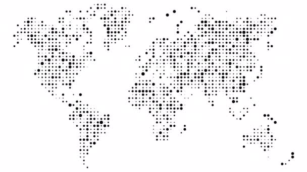 Ένας Αφηρημένος Παγκόσμιος Χάρτης Dotted Κόσμο Animation Χάρτη Pixel Ψηφιδωτό — Αρχείο Βίντεο