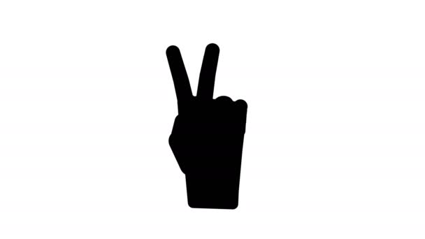 环绕着动画的一只手做着一个爱与和平的手势 动画4K — 图库视频影像