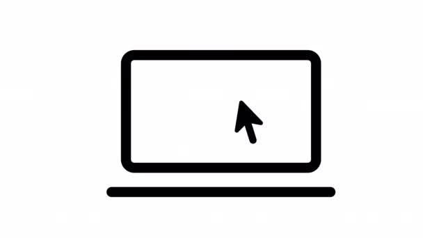 カーソル付きのノートパソコン コンピュータまたは検索は ウェブサイトの矢印をクリックします 4Kアニメーション — ストック動画