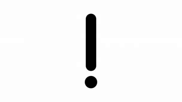Black Exclamation Mark Icon Animation — Vídeos de Stock