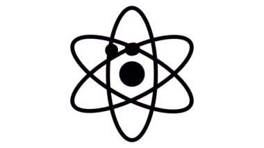 Atom icon 4k animation. Nuclear icon. Electrons and protons. Science sign. Molecule Icon.