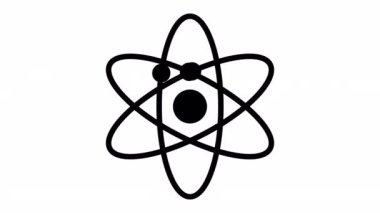 Atom icon 4k animation. Nuclear icon. Electrons and protons. Science sign. Molecule Icon.