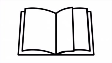 Simple open book icon 4k animation. Book icon