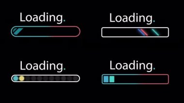 Colorful progress loading bar. Futuristic progress loading bar. 4k animation with optional Alpha luma matte. Alpha Luma Matte included. 4k video