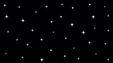 Twinkling star set Hand drawn shining stars. Set of animated cartoon white sparkles in doodle style on transparent background. Alpha channel. A cloud of cosmic shining dust. 4k animation