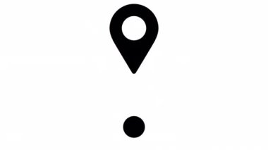 GPS location pointer animated icon. 4K white on black with alpha.