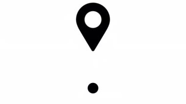 GPS location pointer animated icon. 4K white on black with alpha.