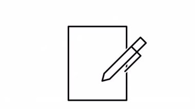 Document and pen line icon animation 4k. business icon