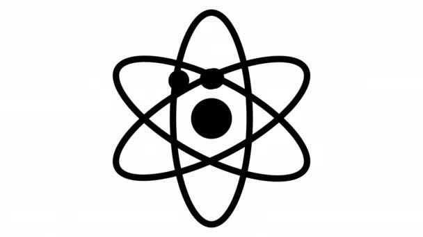 Atom Icon Animation Nuclear Icon Electrons Protons Science Sign Molecule — Video Stock