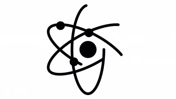 Εικονίδιο Atom Animation Πυρηνικό Εικονίδιο Ηλεκτρόνια Και Πρωτόνια Επιστημονικό Σημάδι — Αρχείο Βίντεο