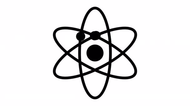 Εικονίδιο Atom Animation Πυρηνικό Εικονίδιο Ηλεκτρόνια Και Πρωτόνια Επιστημονικό Σημάδι — Αρχείο Βίντεο