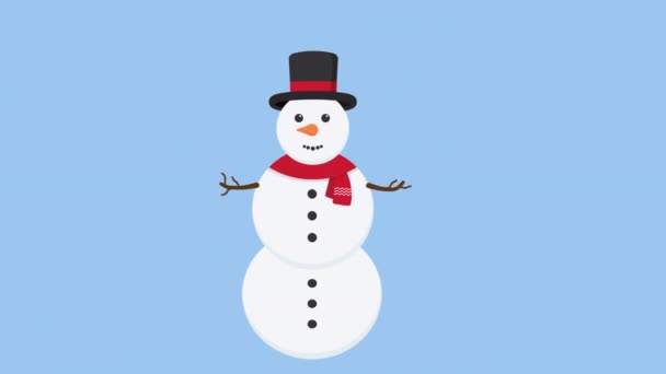 Счастливого Рождества Счастливого Нового Года Мультфильм Снеговик Опциональным Матом — стоковое видео