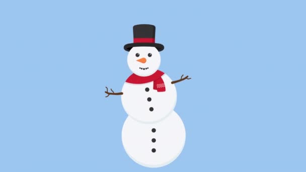 Merry Christmas Happy New Year Snowman Animation Optional Alpha Luma — Vídeos de Stock