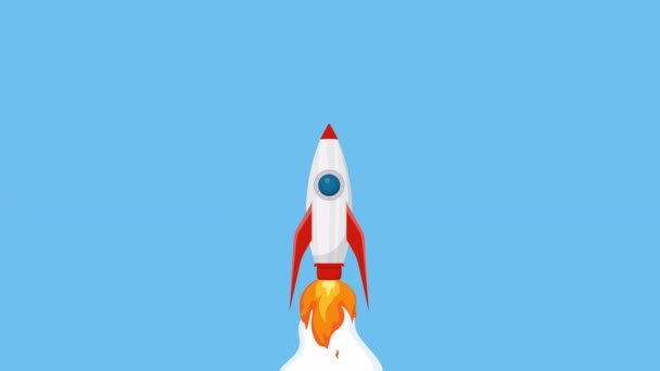 Spaceship Flying Blue Background Animation Optional Alpha Luma Matte — Stockvideo