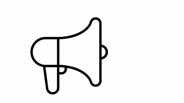 Loudspeaker Line Icon Megaphone Symbol Animation — Stockvideo