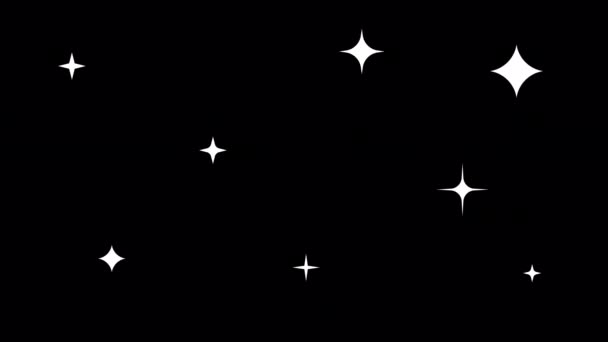 闪烁着星星的手绘了闪亮的星星 一套动画白色闪烁着涂鸦风格的动画背景透明 阿尔法频道一团宇宙闪耀的尘埃 4K动画 — 图库视频影像