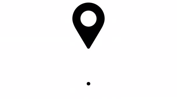 Gps Location Pointer Animated Icon White Black Alpha — Video Stock